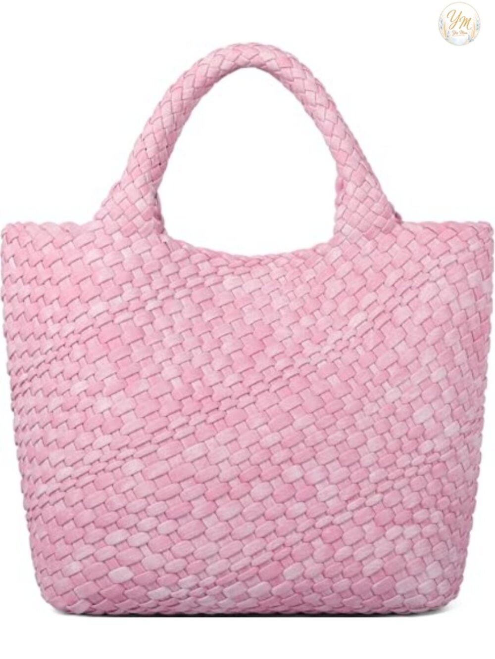 Vegan Leather Handmade Woven Shoulder Tote for Women Detachable Strap